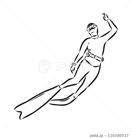 Sketch silhouette scuba divers on white background. Sketch silhouette scuba divers on white background. 110380517