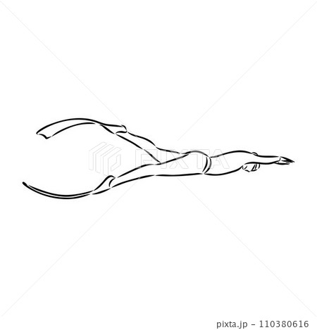 Sketch silhouette scuba divers on white background. Sketch silhouette scuba divers on white background. 110380616