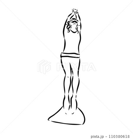 Sketch silhouette scuba divers on white background. 110380618