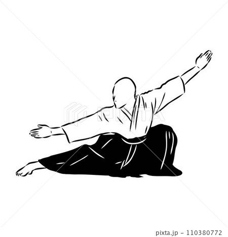 Aikido combat between athletes, stylized vector illustration 110380772