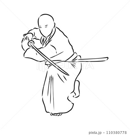 Aikido combat between athletes, stylized vector illustration Aikido combat between athletes, stylized vector illustration 110380778