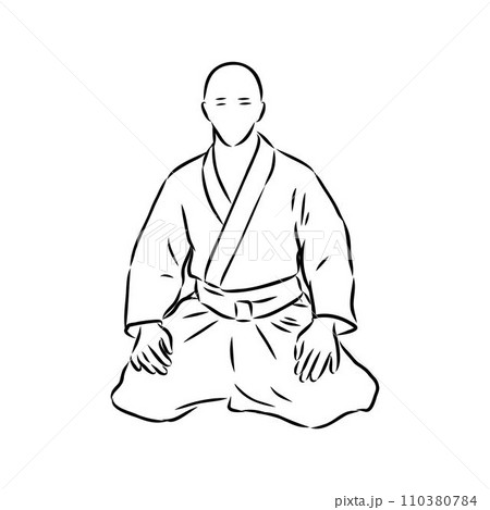 Aikido combat between athletes, stylized vector illustration 110380784