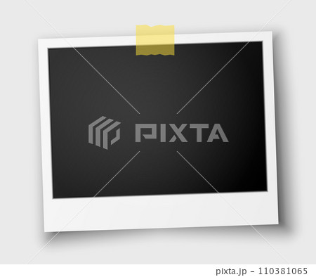 Retro photo frames with white margins and sticky tape on a transparent background. Retro photo frames with white margins and sticky tape on a transparent background. 110381065