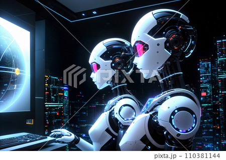 Futuristic Robot Scenarios - Artificial Intelligence Concepts 110381144
