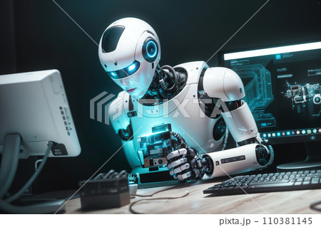 Futuristic Robot Scenarios - Artificial Intelligence Concepts 110381145