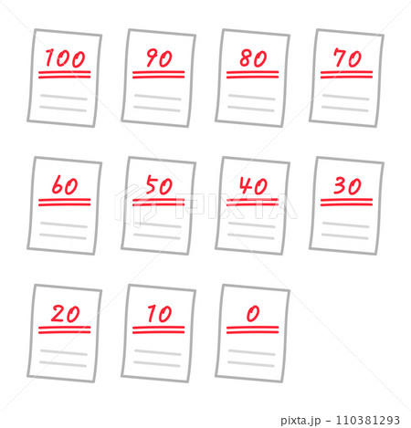 0点から100点のテスト用紙セット 110381293