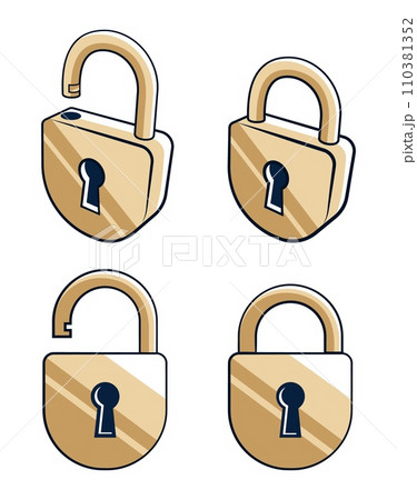 Padlock - open and closedのイラスト素材 [110381352] - PIXTA