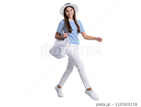 smiling teen girl in marine style at studio. teen girl in marine style on background. smiling teen girl in marine style at studio. teen girl in marine style on background. 110383216