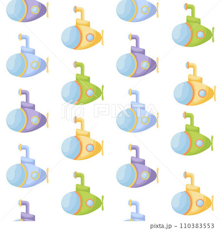 Cute children's seamless pattern with submarines. Creative kids texture for fabric, wrapping, textile, wallpaper, apparel. Vector illustration 110383553