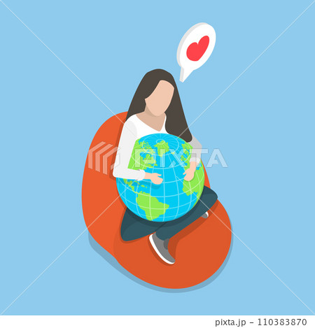 3D Isometric Flat Vector Illustration of Love Our Planet 110383870