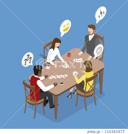 3D Isometric Flat Vector Illustration of Poker Party 110383877