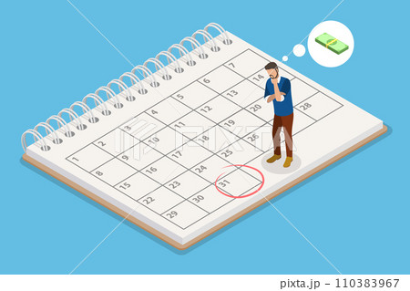 3D Isometric Flat Vector Illustration of Salary Calendar 3D Isometric Flat Vector Illustration of Salary Calendar 110383967