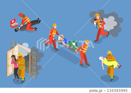 3D Isometric Flat Vector Set of Rescue Servicesのイラスト素材 [110383995] - PIXTA
