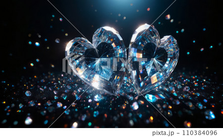 AI-generated content. Blue Diamond Hearts with Rainbow Colors 110384096