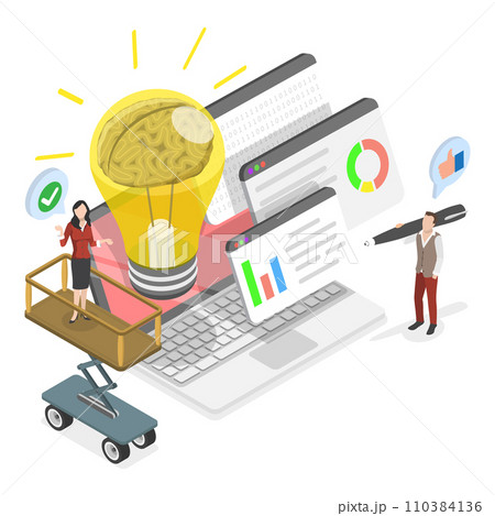 3D Isometric Flat Vector Illustration of Idea Finding. Item 2 3D Isometric Flat Vector Illustration of Idea Finding. Item 2 110384136