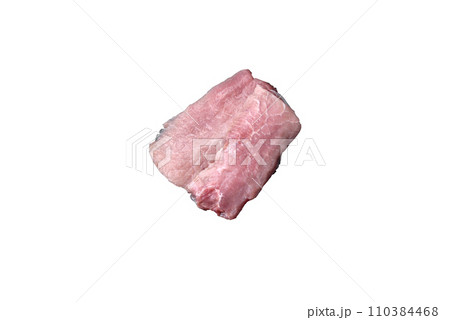 A piece of fresh juicy raw pork with salt, spices and herbs A piece of fresh juicy raw pork with salt, spices and herbs 110384468