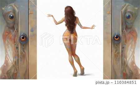 異世界への扉と異世界の人物　AI画像 110384851