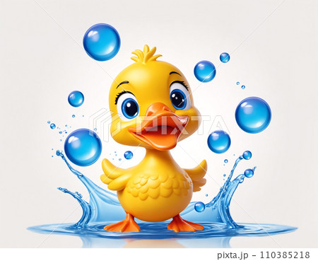 Yellow duckling with bubbles Yellow duckling with bubbles 110385218