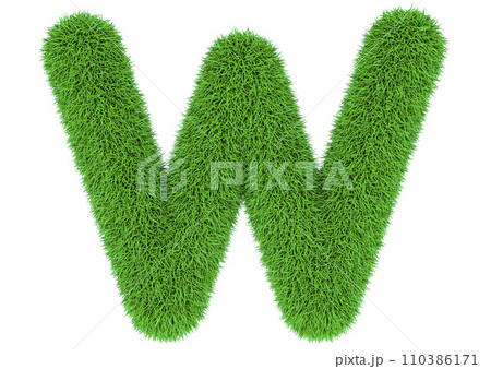 Green grass letter W, 3D rendering Green grass letter W, 3D rendering 110386171
