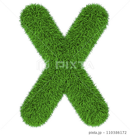 Green grass letter X, 3D rendering Green grass letter X, 3D rendering 110386172
