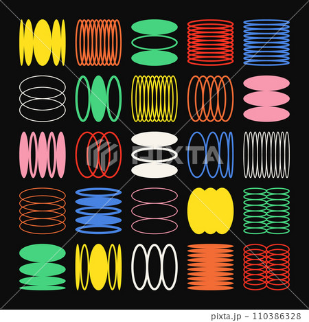 Brutalist geometric shapes, symbols. Simple primitive elements and forms. Bauhaus retro design, trendy contemporary minimalist style. Vector illustration Brutalist geometric shapes, symbols. Simple primitive elements and forms. Bauhaus retro design, trendy contemporary minimalist style. Vector illustration 110386328