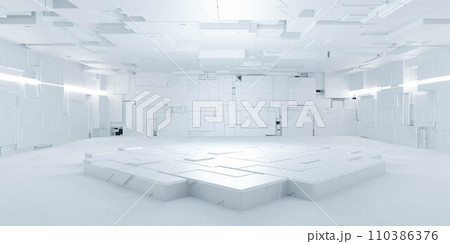 An Empty Room with White Walls and Floor and a podium 3d render illustration An Empty Room with White Walls and Floor and a podium 3d render illustration 110386376