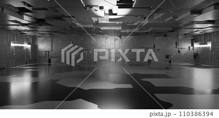 An Empty Room Captured in Black and White 3d render illustration An Empty Room Captured in Black and White 3d render illustration 110386394
