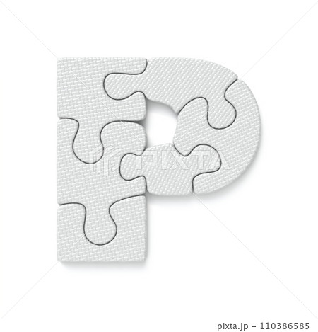 White jigsaw puzzle font Letter P 3D 110386585