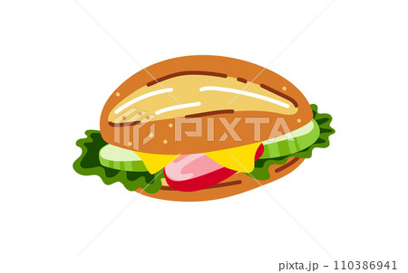 Bread rolls with vegetables or sandwich for breakfast,launch.Vector illustration 110386941