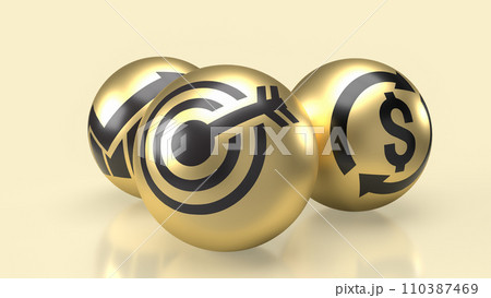 The target icon on gold ball for Business concept 3d rendering. The target icon on gold ball for Business concept 3d rendering. 110387469