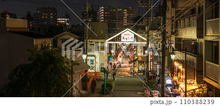「東京都」夜の谷中銀座商店街　台東区 110388239