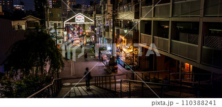 「東京都」夜の谷中銀座商店街 台東区 「東京都」夜の谷中銀座商店街 台東区 110388241