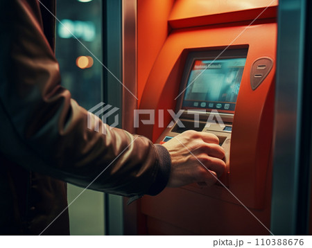 ATM　金を引き出す男　イラスト 110388676