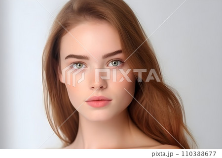 10~20代の女性のポートレート　白背景11　AI生成画像 110388677