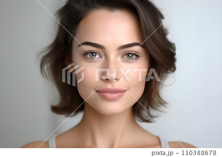 10~20代の女性のポートレート　白背景12　AI生成画像 110388678