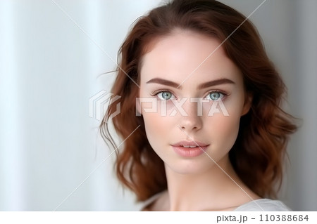 10~20代の女性のポートレート　白背景3　AI生成画像 110388684
