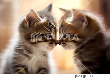 キスをする子猫10 AI生成画像 キスをする子猫10 AI生成画像 110389925