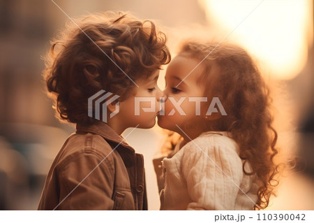 キスをする男の子と女の子4　AI生成画像 110390042
