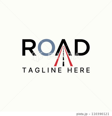 Logo design graphic concept creative premium abstract vector stock letter initial ROAD font with one way. Related to straight driving freeway vehicle 110390121