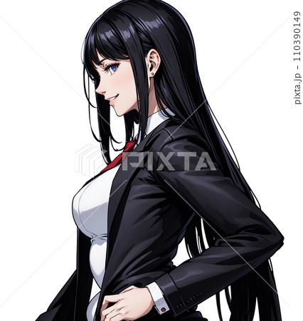 制服を着た女子高生の横顔のイラスト 110390149