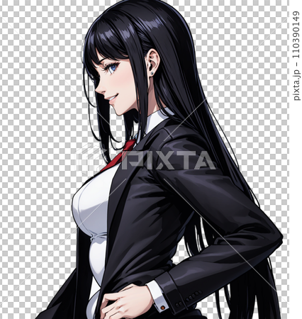 制服を着た女子高生の横顔のイラスト 110390149