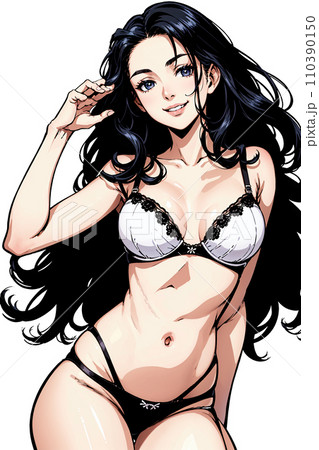 下着姿のセクシーな女性のイラスト 110390150