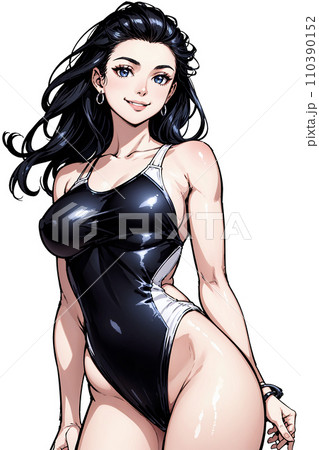 競泳水着を着た女性のイラスト 110390152
