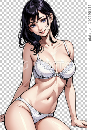 白い下着を着た女性のイラスト 110390153