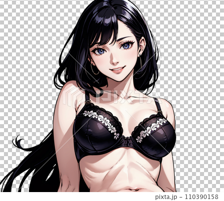 黒い下着を着たセクシーな女性のイラスト 黒い下着を着たセクシーな女性のイラスト 110390158