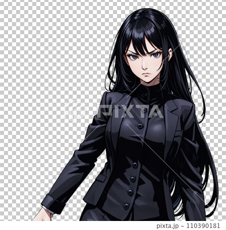 一個表情嚴肅的女商人的插圖 110390181