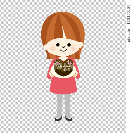 Illustration of a girl giving Valentine chocolates 110390189