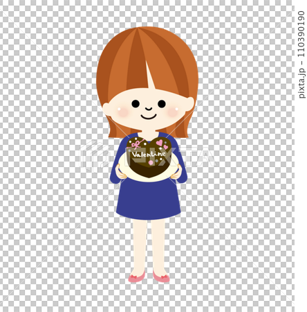 情人節送巧克力的女孩的插圖 情人節送巧克力的女孩的插圖 110390190