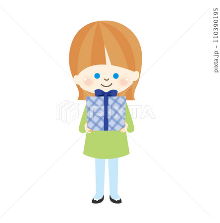 プレゼントをもらう海外の子どものイラスト 110390195
