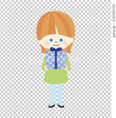 プレゼントをもらう海外の子どものイラスト 110390195